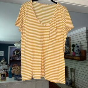 Caslon Cotton & Modal T-Shirt in Yellow & White Stripe